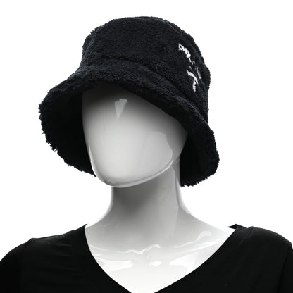 Prada Terry Cloth Logo Embroidered Womens Bucket Hat M Black White 2 of 8
