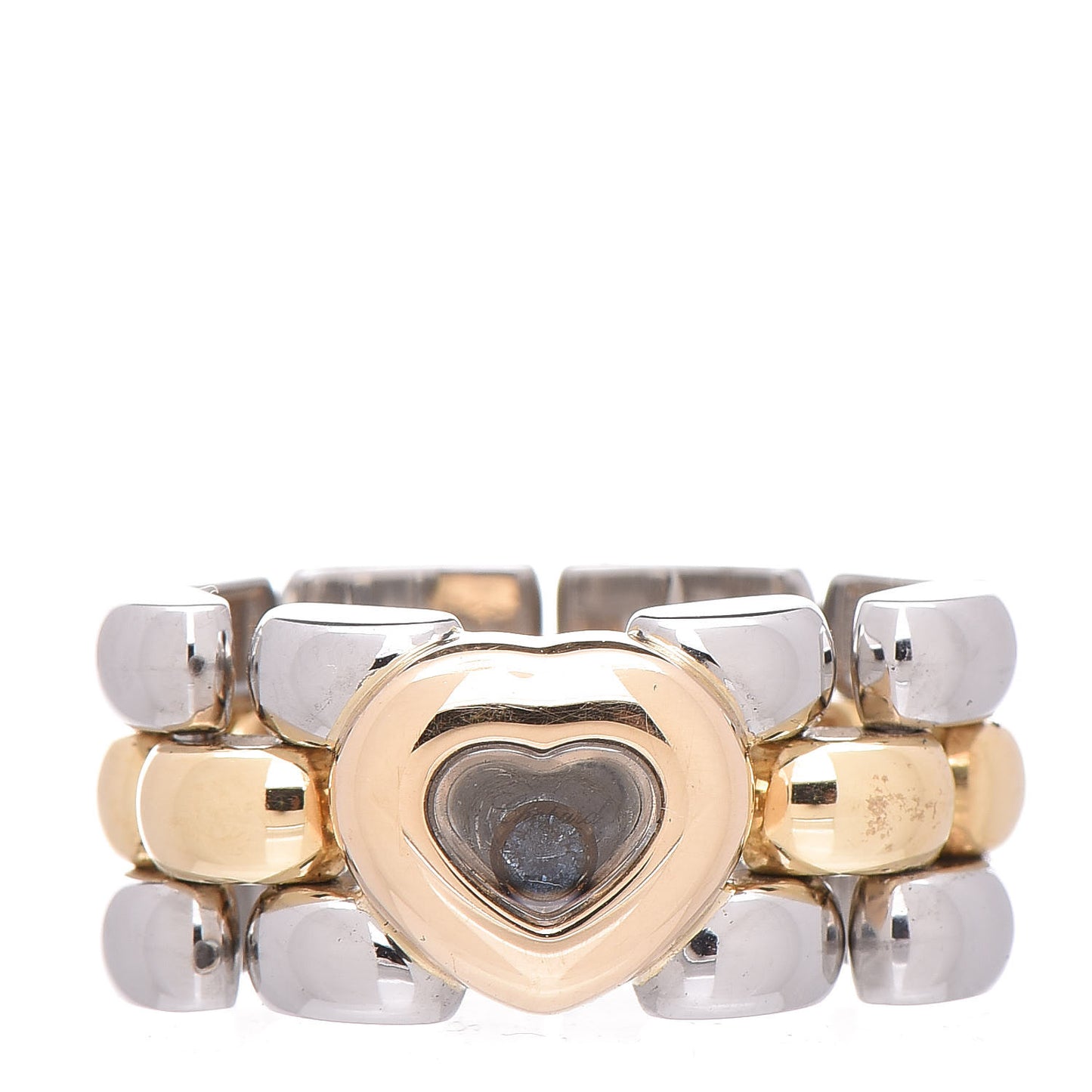 18K Yellow Gold Stainless Steel Happy Diamonds Heart Ring 50 5.5