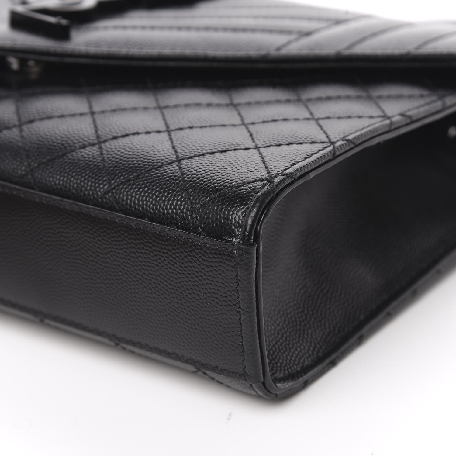 Saint Laurent Grain De Poudre Textured Mixed Matelasse Triquilt Medium Monogram Satchel Black 9 of 11
