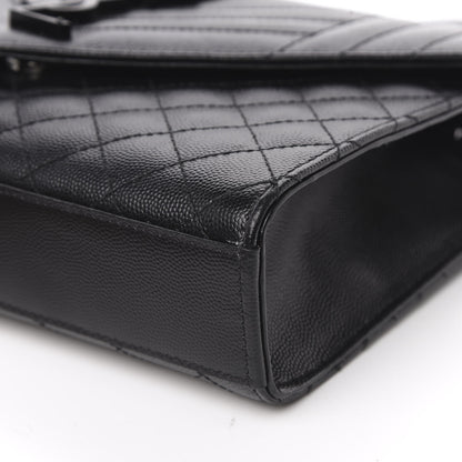 Saint Laurent Grain De Poudre Textured Mixed Matelasse Triquilt Medium Monogram Satchel Black 9 of 11
