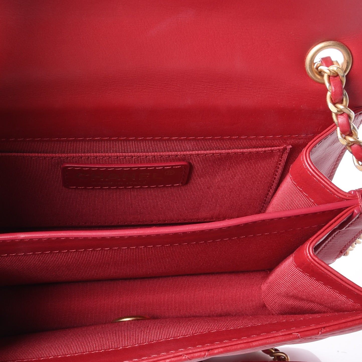 Lambskin Quilted CC Flap Red