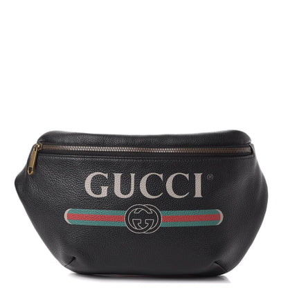 Gucci Grained Calfskin Logo Belt Bag Black 1 of 7