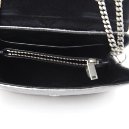 Saint Laurent Metallic Calfskin Y Quilted Monogram Small Loulou Chain Satchel Acciaio 5 of 13