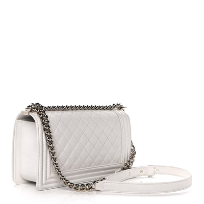 Chanel Caviar Quilted Medium Boy Flap White 3 of 12
