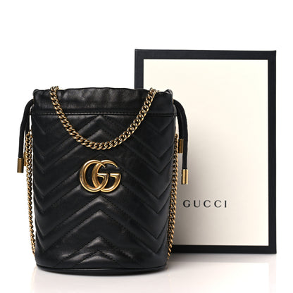 Gucci Calfskin Matelasse Mini GG Marmont 2.0 Bucket Bag Black 10 of 10