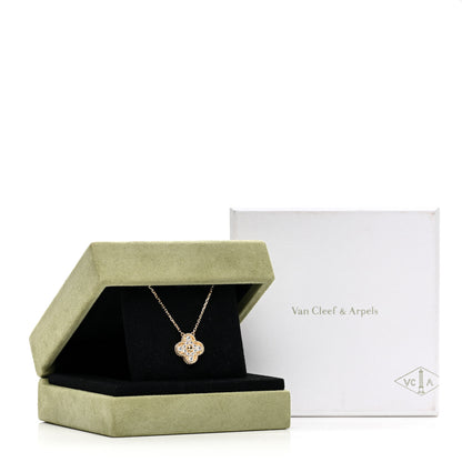 Van Cleef & Arpels 18K Yellow Gold Diamond Vintage Alhambra Pendant Necklace 6 of 6