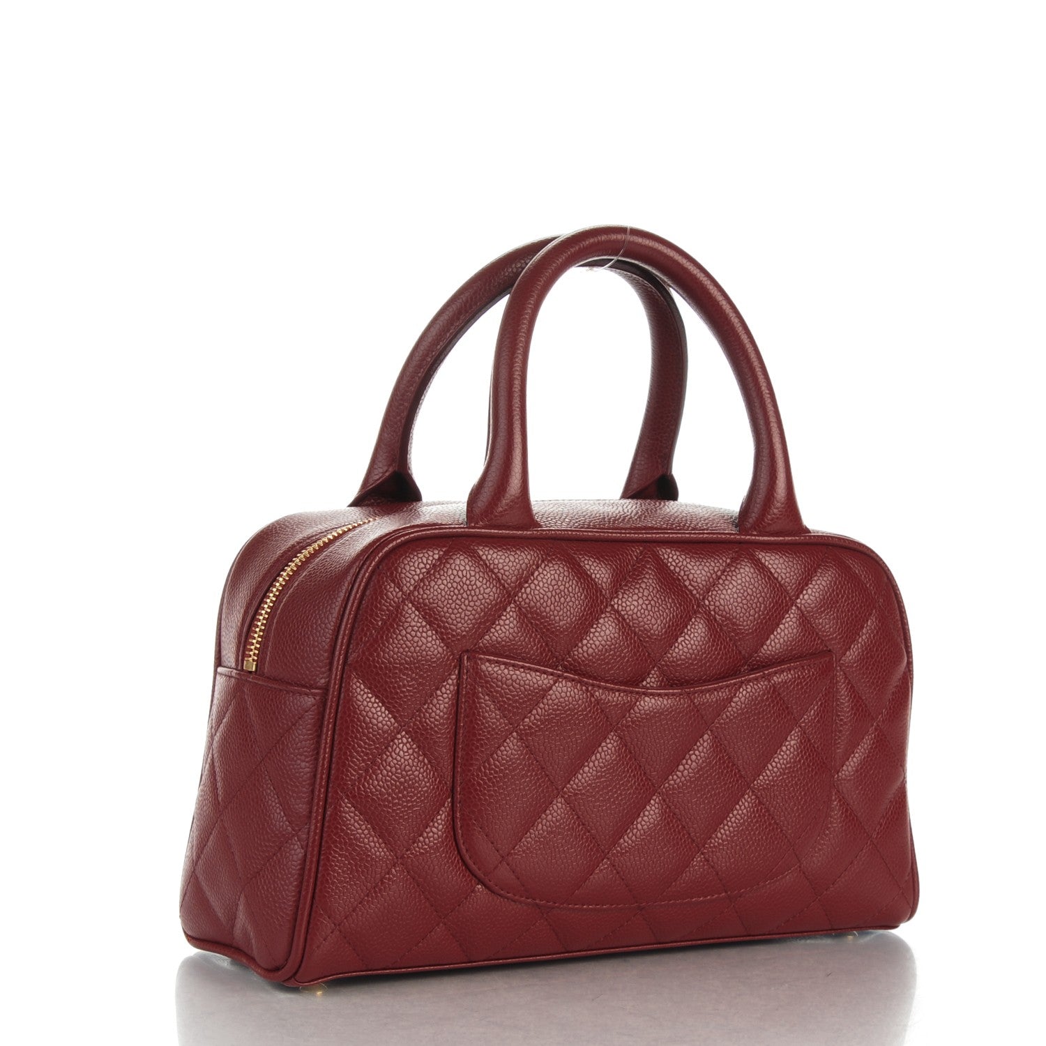 Chanel Caviar Quilted Small Bowler Dark Red 3 of 7