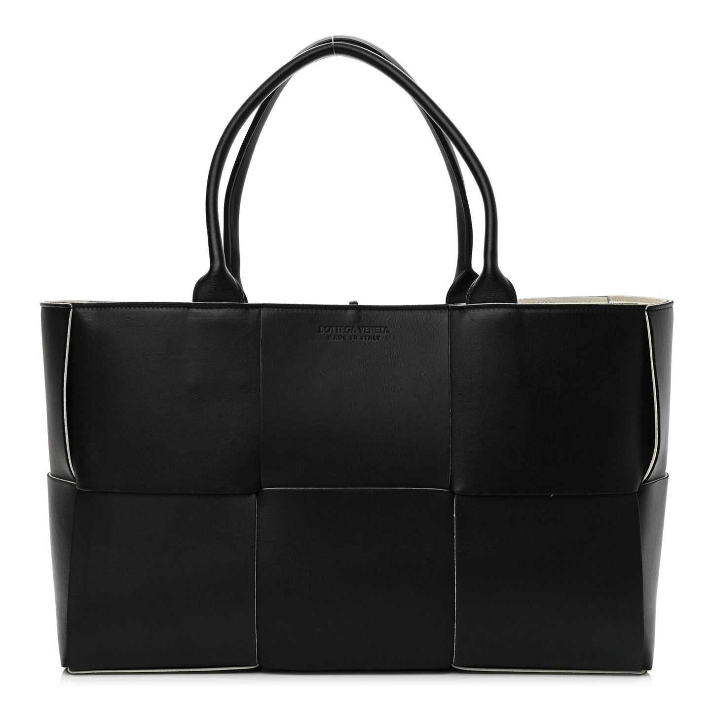 Nappa Maxi Intrecciato Arco Tote Black White