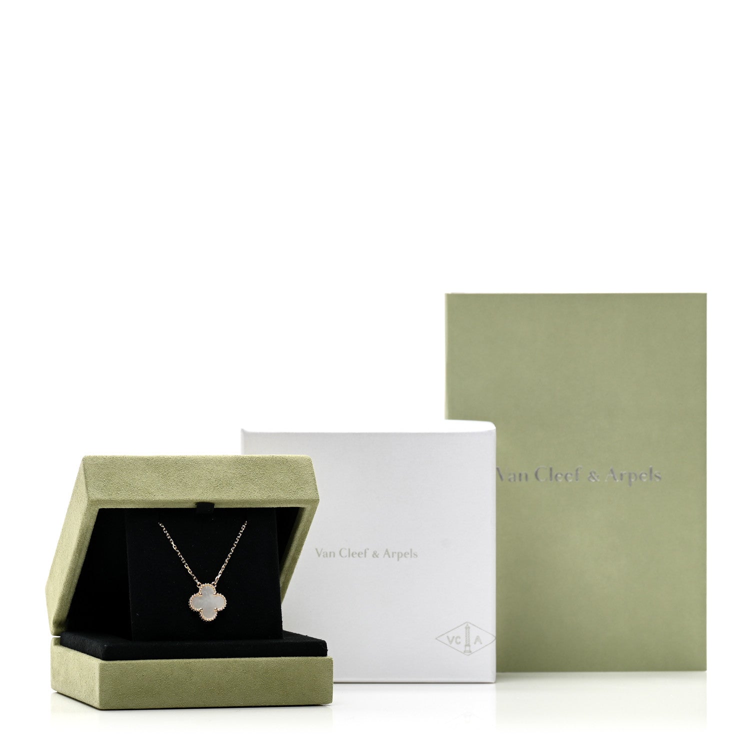 Van Cleef & Arpels 18K Yellow Gold Mother of Pearl Vintage Alhambra Pendant Necklace 6 of 6