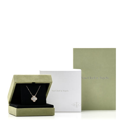Van Cleef & Arpels 18K Yellow Gold Mother of Pearl Vintage Alhambra Pendant Necklace 6 of 6