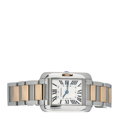Cartier Stainless Steel 18K Pink Gold 30mm Tank Anglaise Quartz Watch 2 of 5
