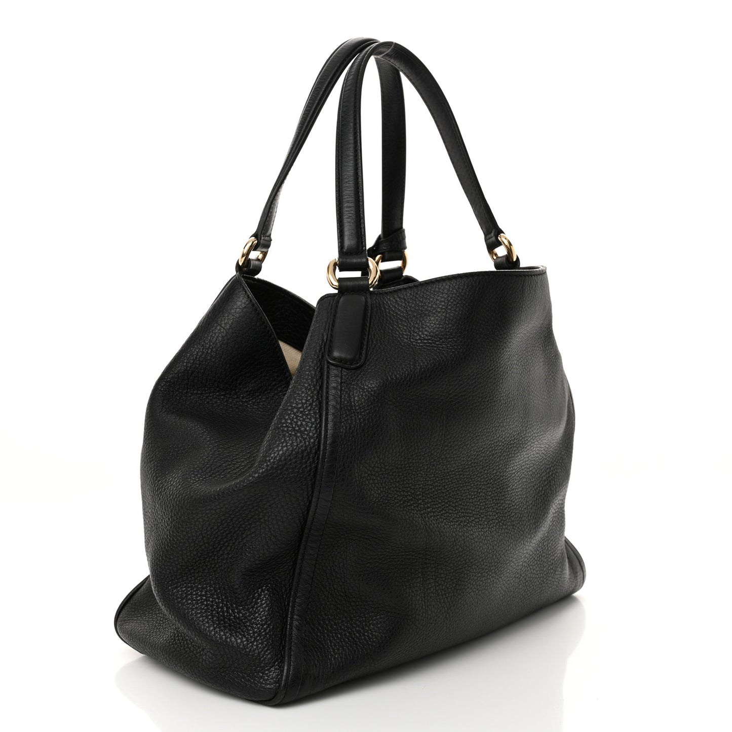 Pebbled Calfskin Medium Soho Shoulder Bag Black