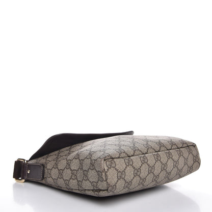 Gucci GG Supreme Monogram Selleria Calfskin Small Flap Messenger Bag Beige Ebony Cocoa Dark Chocolate 4 of 10
