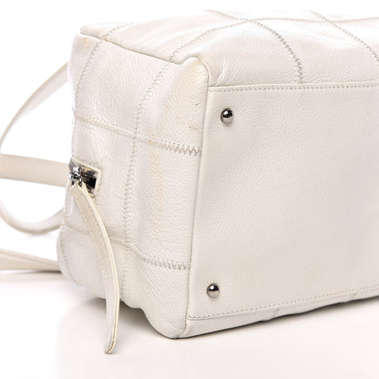 Chanel Caviar Square Stitched Bowler White 5 of 11