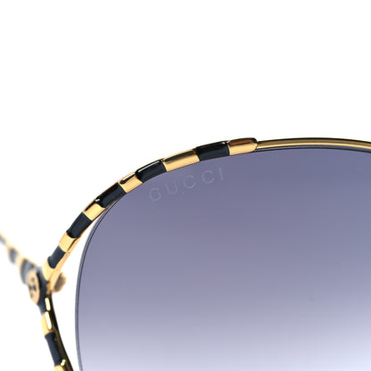 Gucci Metal Round Frame GG0595S Sunglasses Gold Black 7 of 7