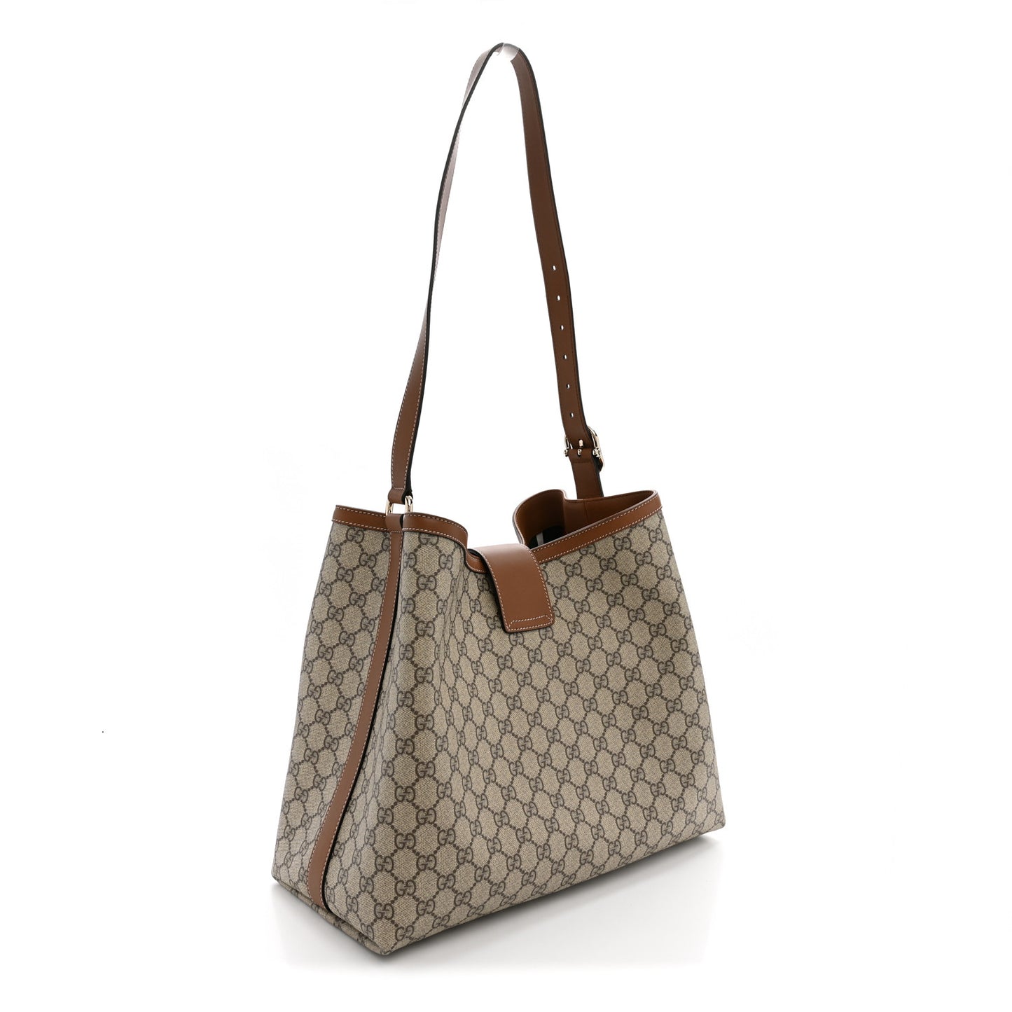 GG Icon Monogram Padlock Shoulder Bag Beige Dark Brown