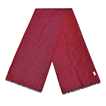 Gucci Wool Silk Jacquard GG Monogram Stenix Scarf Red Sky Blue 3 of 6