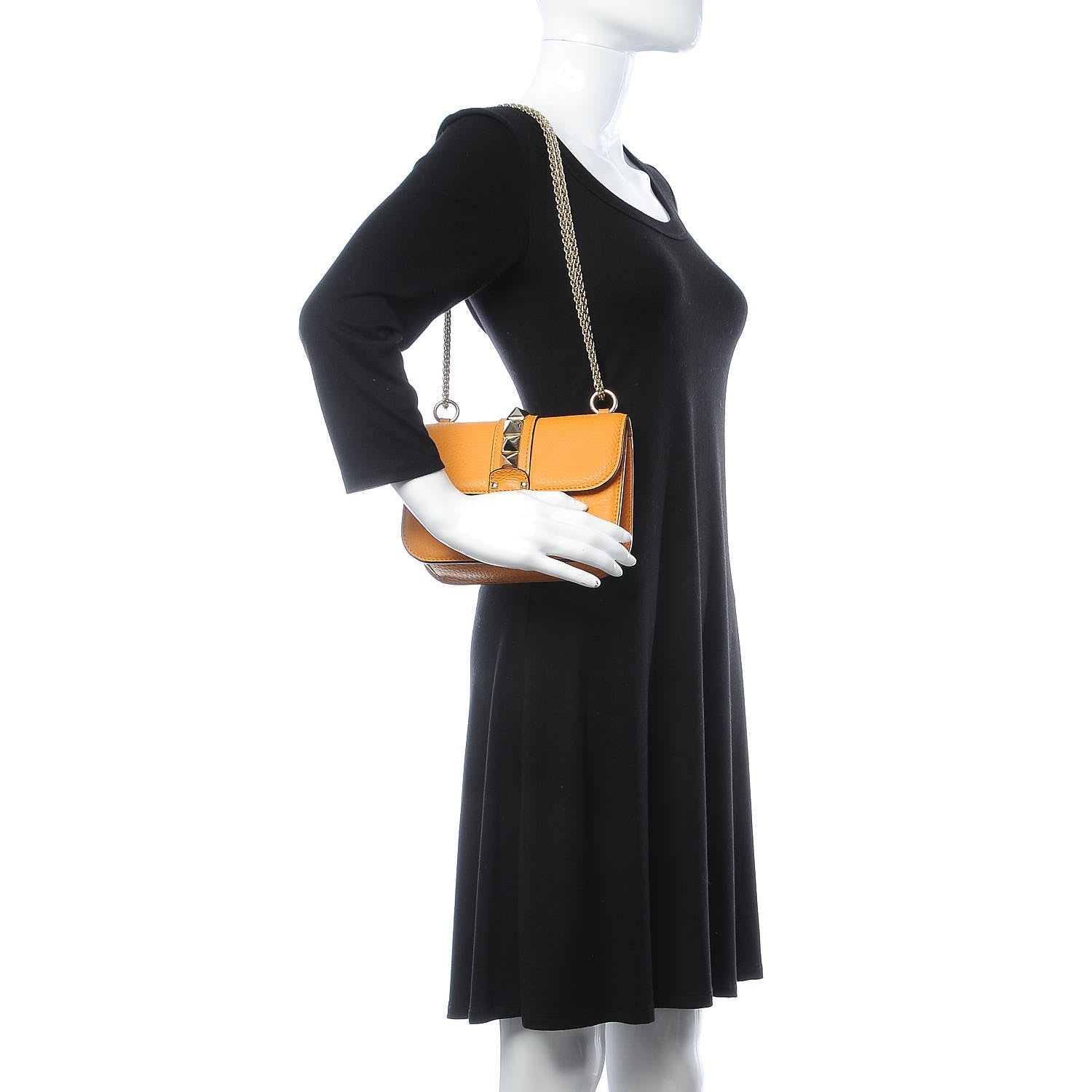 Valentino Garavani Pebbled Calfskin Small Glam Lock Rockstud Flap Mandarin Sorbet 3 of 10