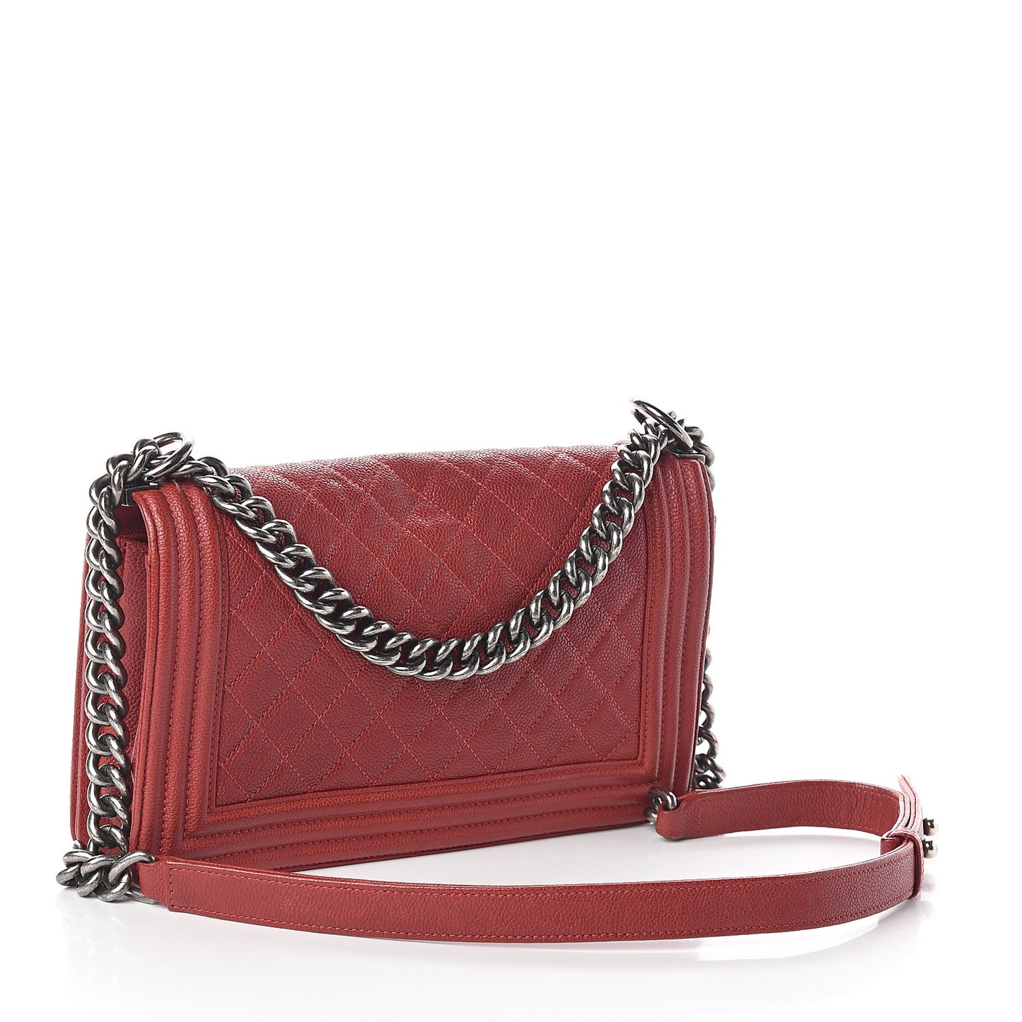 Caviar Quilted Medium Boy Flap Red