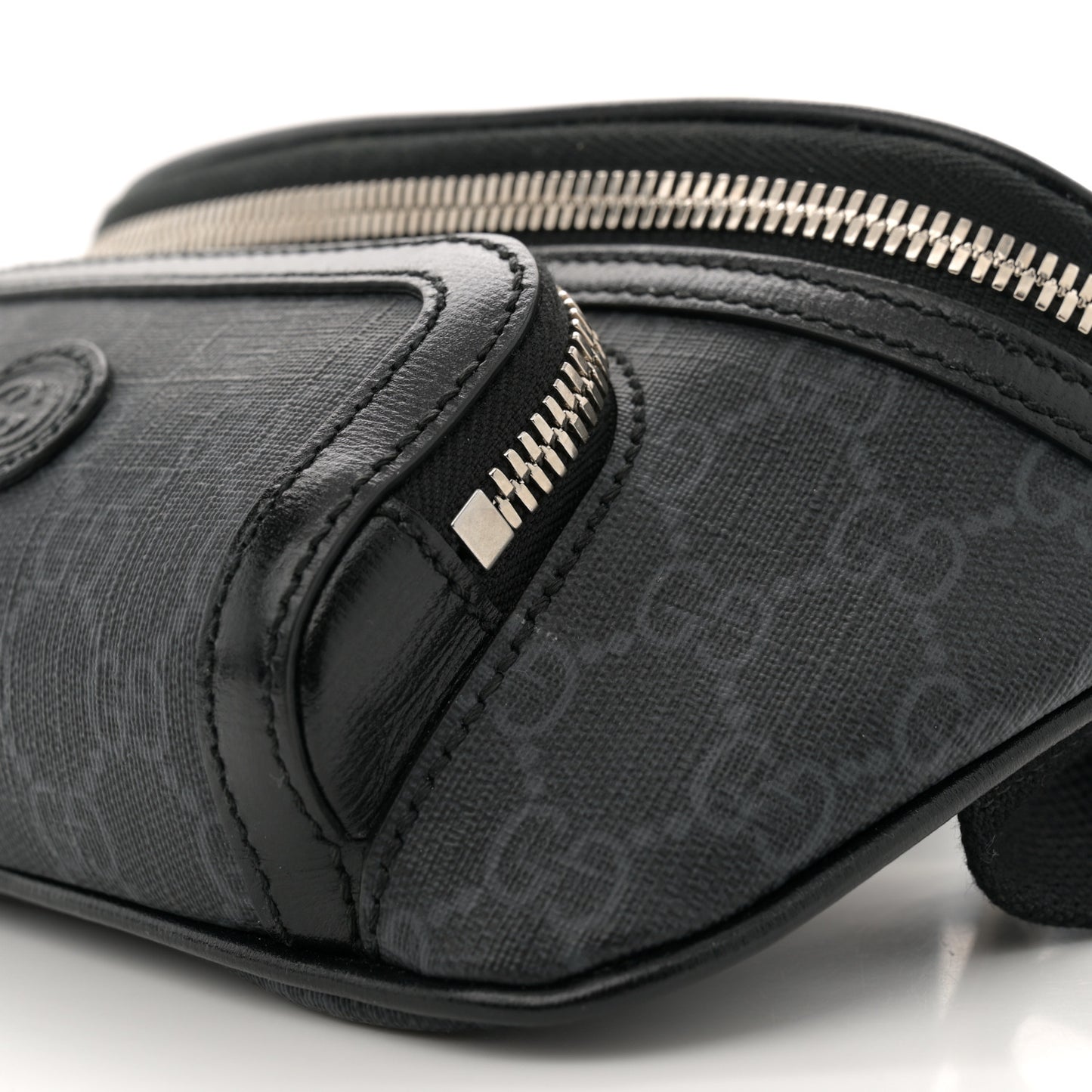 GG Supreme Monogram Textured Calfskin Retro Interlocking G Belt Bag Black
