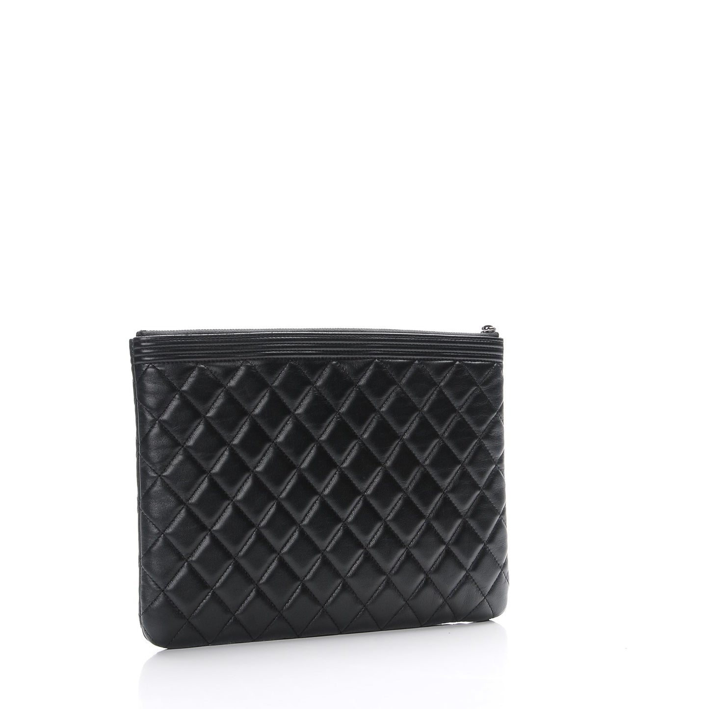 Lambskin Quilted Medium Boy Cosmetic Case Black