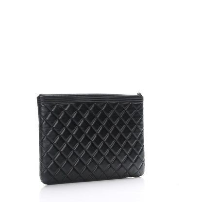 Chanel Lambskin Quilted Medium Boy Cosmetic Case Black 3 of 7