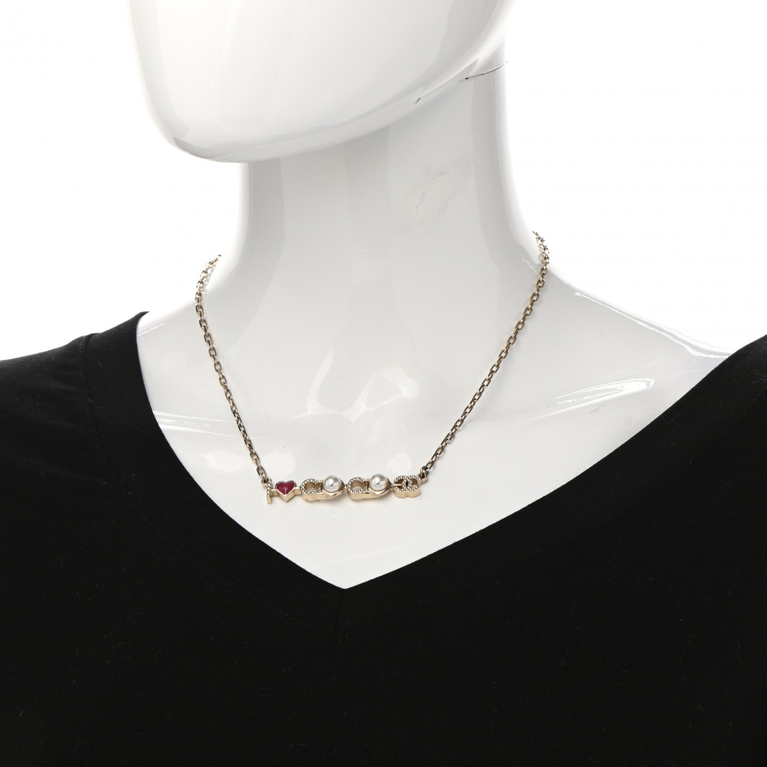 Chanel Metal Resin Pearl I Love Coco Necklace Gold Multicolor 2 of 5