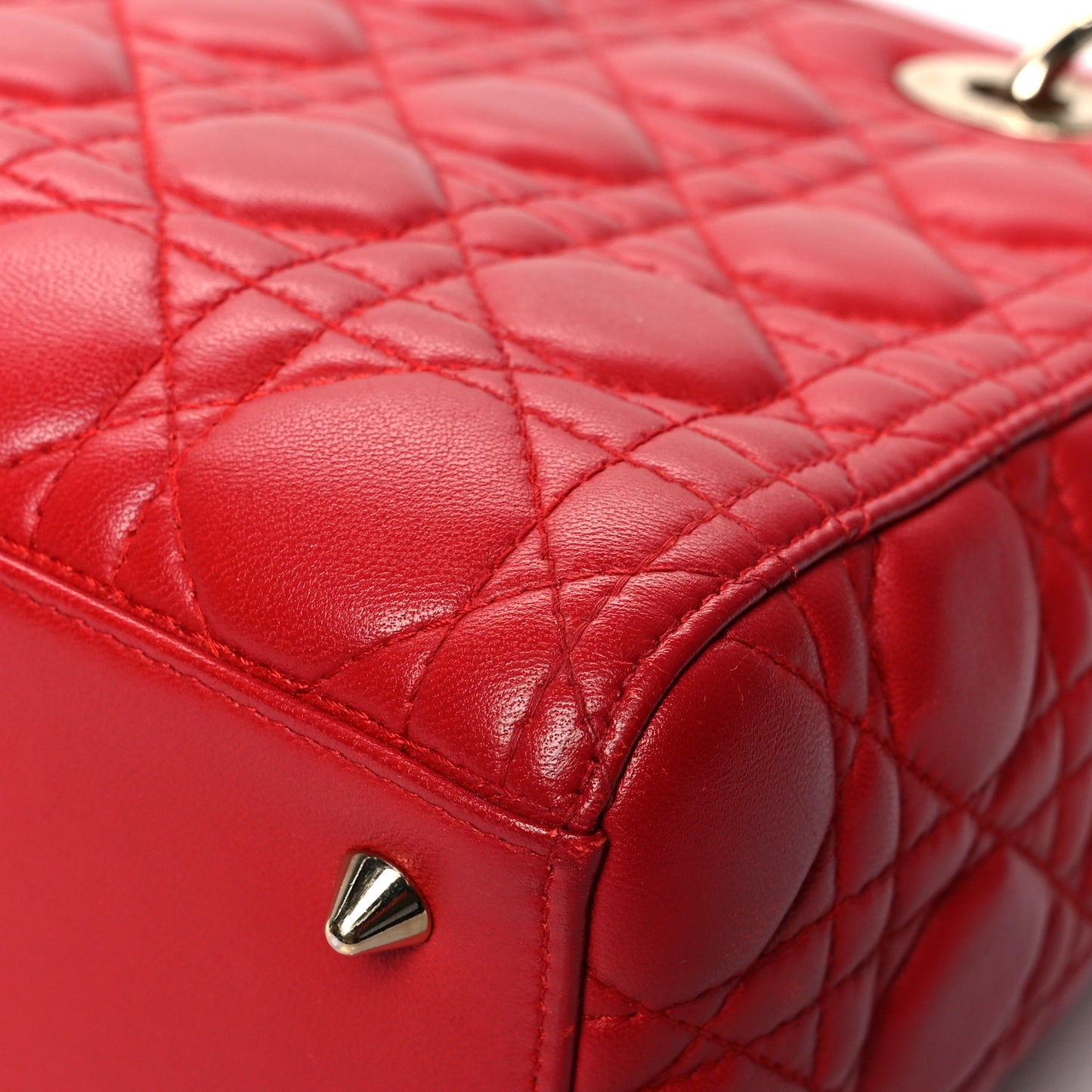 Lambskin Cannage Embellished Medium Lady Dior Red