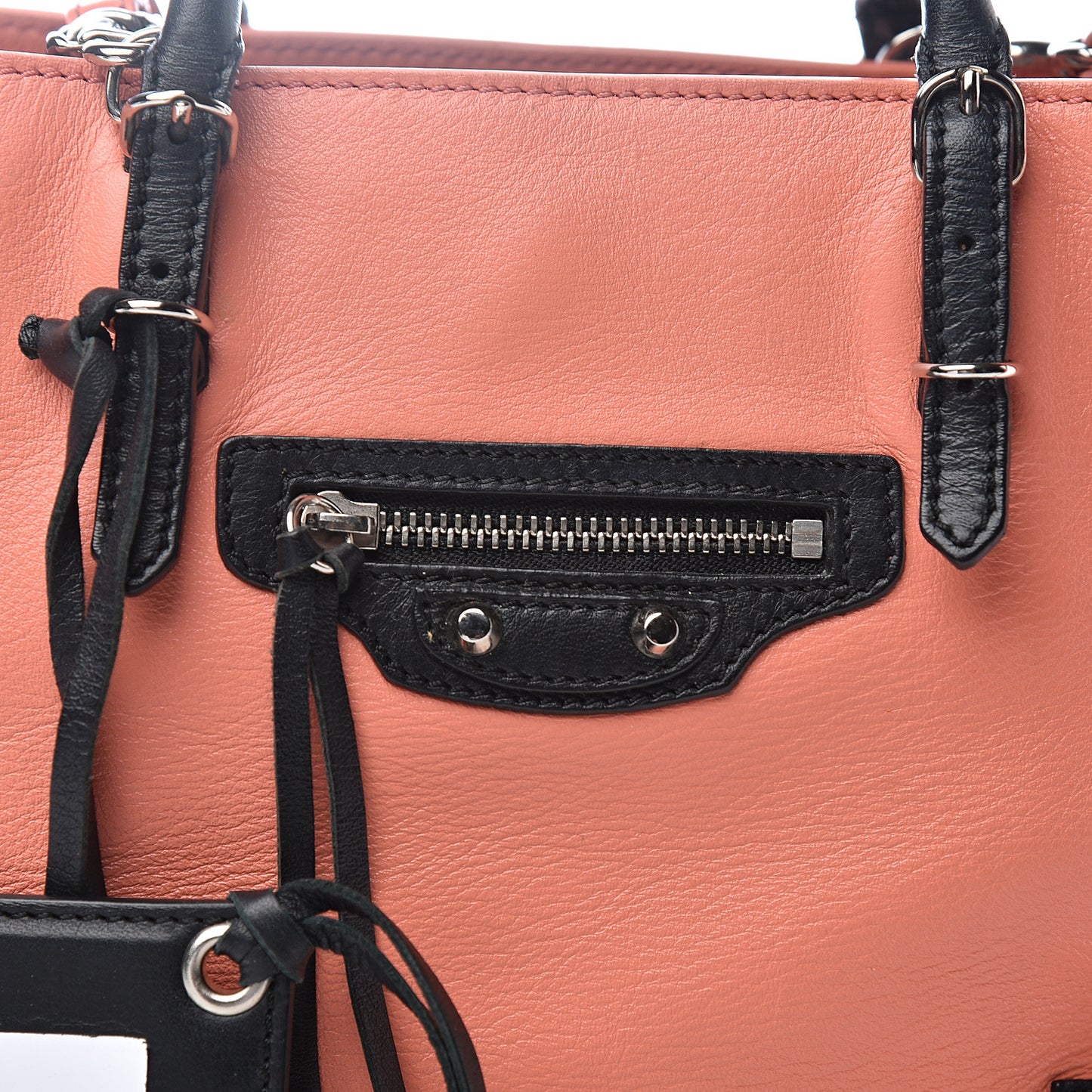 Veau Souple Bi-Color Papier Mini A4 Zip Around Tote Rose Azalee Black