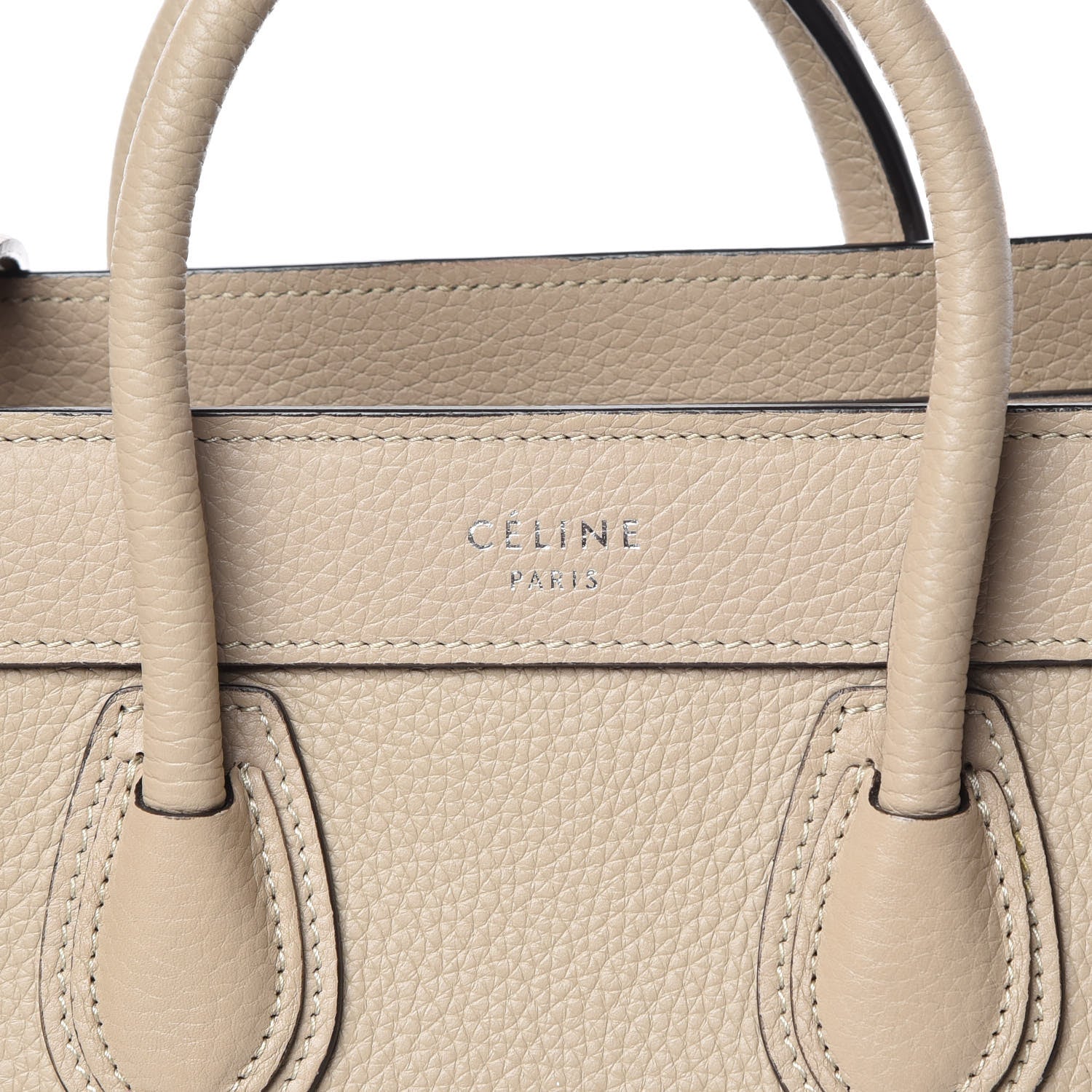 Celine Drummed Calfskin Nano Luggage Dune 6 of 11