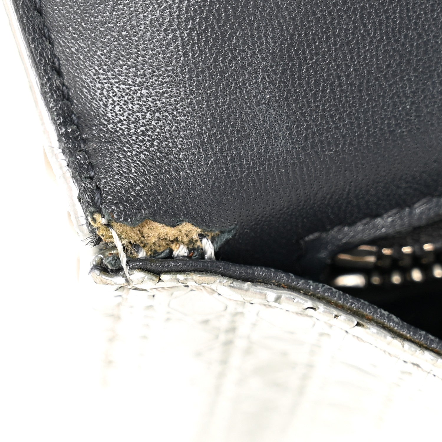 Christian Dior Metallic Patent Micro-Cannage Small Diorama Flap Bag Silver 10 of 11