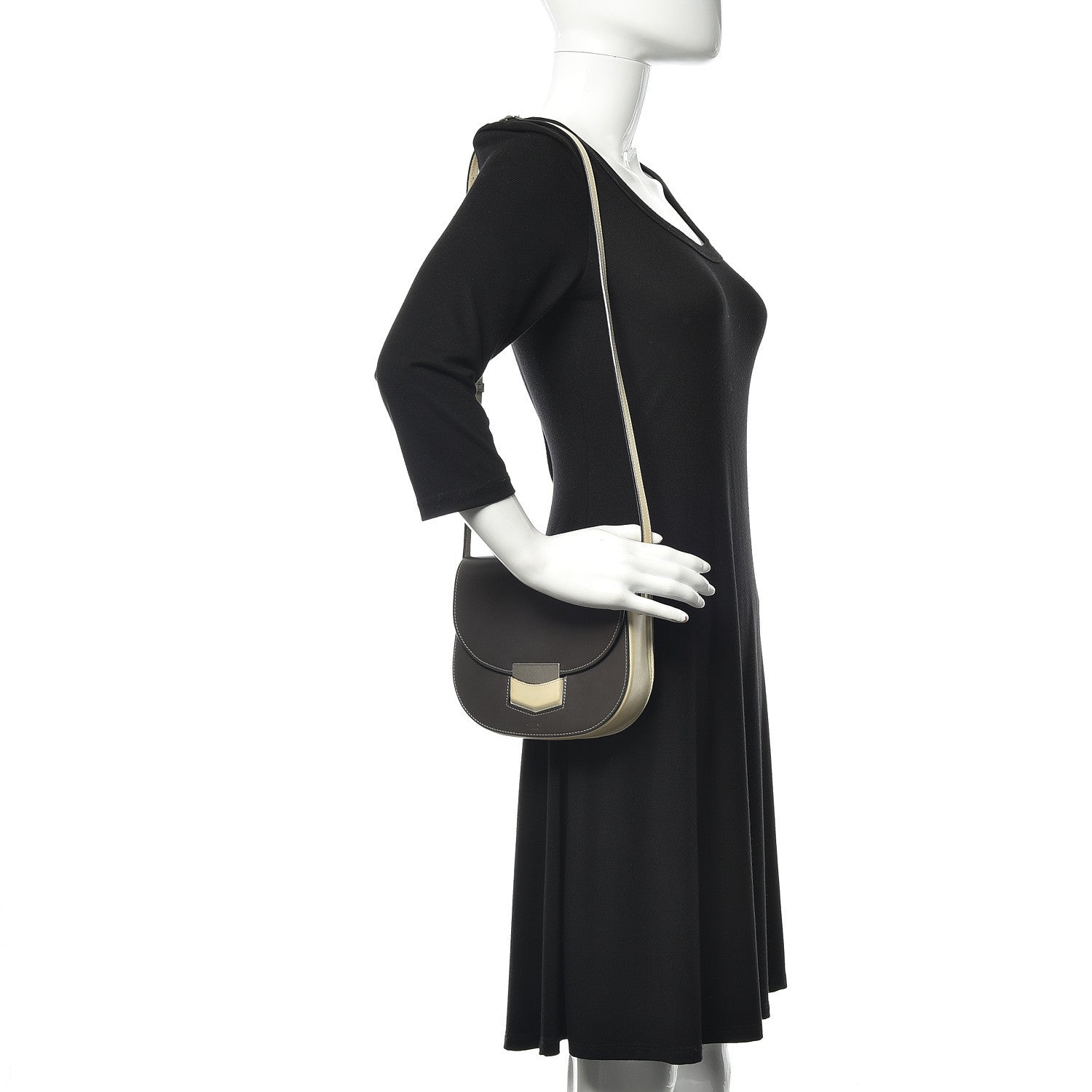 Celine Glazed Calfskin Small Bi-Color Trotteur Dark Grey 2 of 11