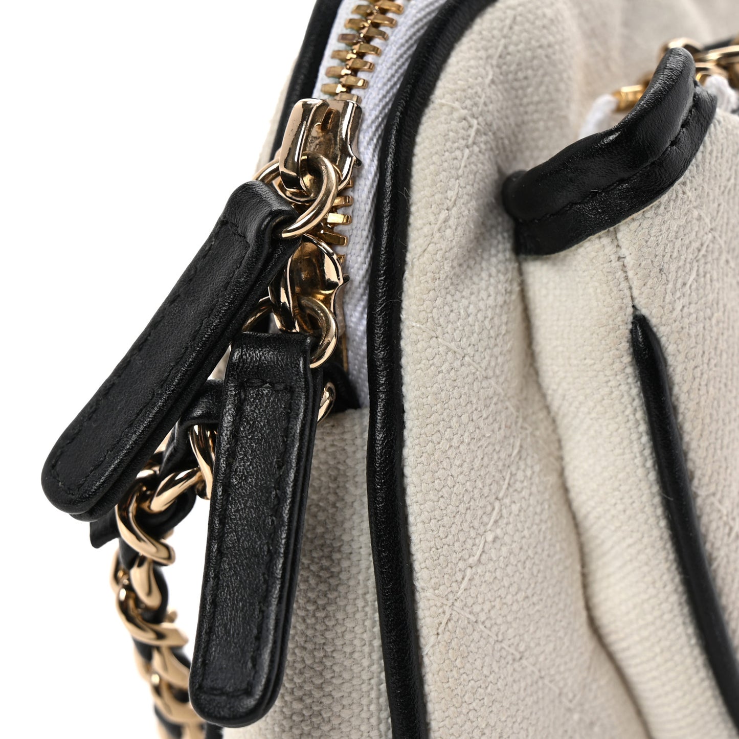 Canvas Calfskin Tennis Racket Mini Bag White Black
