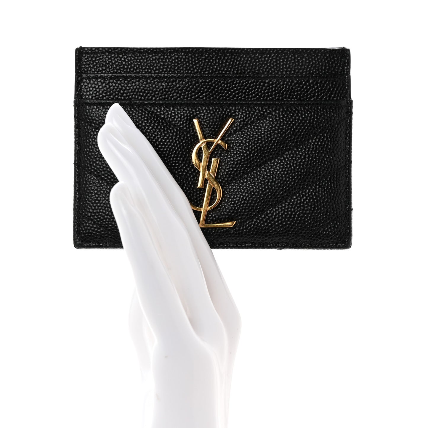 Grain De Poudre Matelasse Chevron Monogram Credit Card Case Black