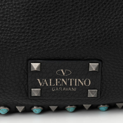 Valentino Garavani Stampa Alce Calfskin Large Tree of Life Rockstud Rolling Reversible Tote Black Multicolor 6 of 9