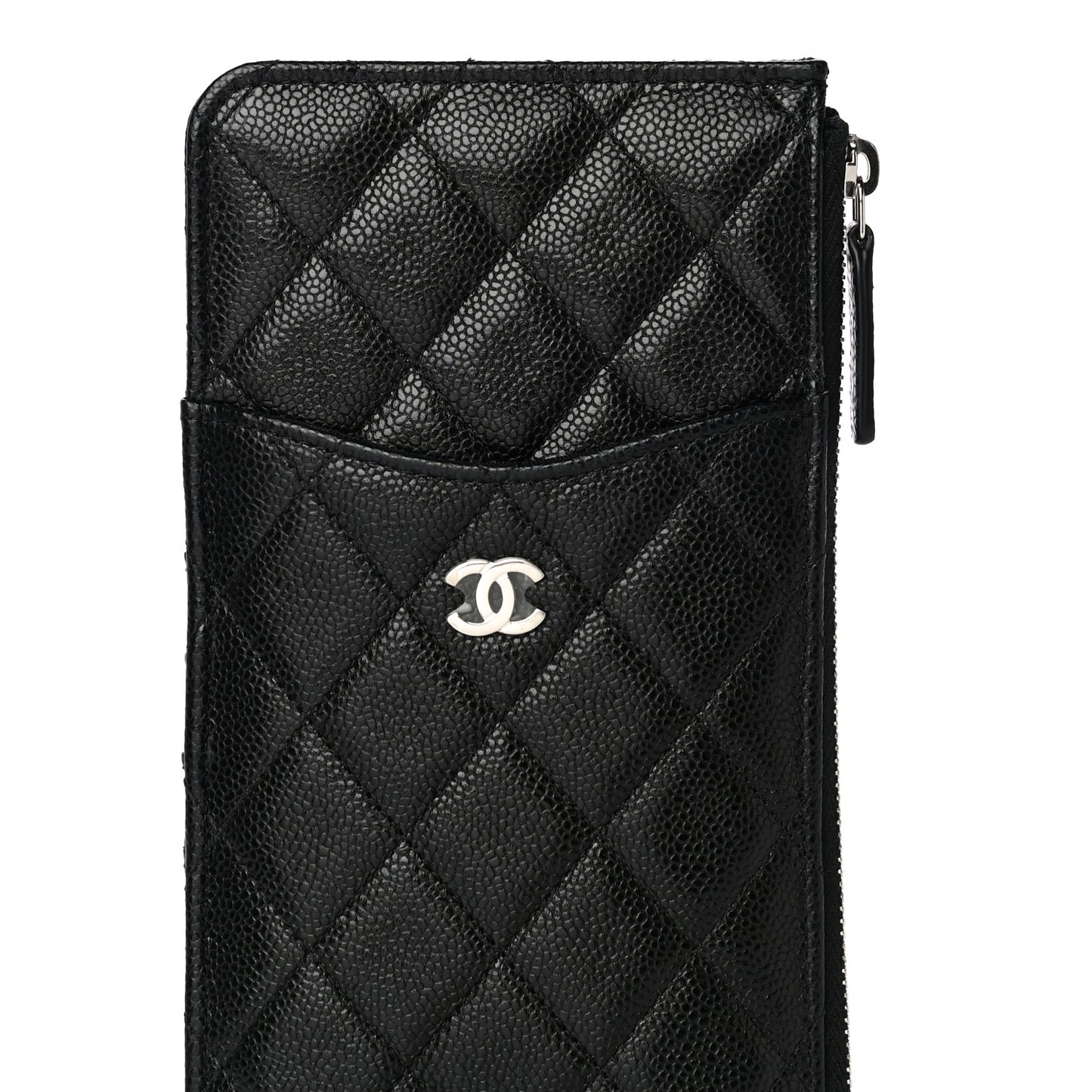 Caviar Quilted Classic Flat Wallet Pouch Black
