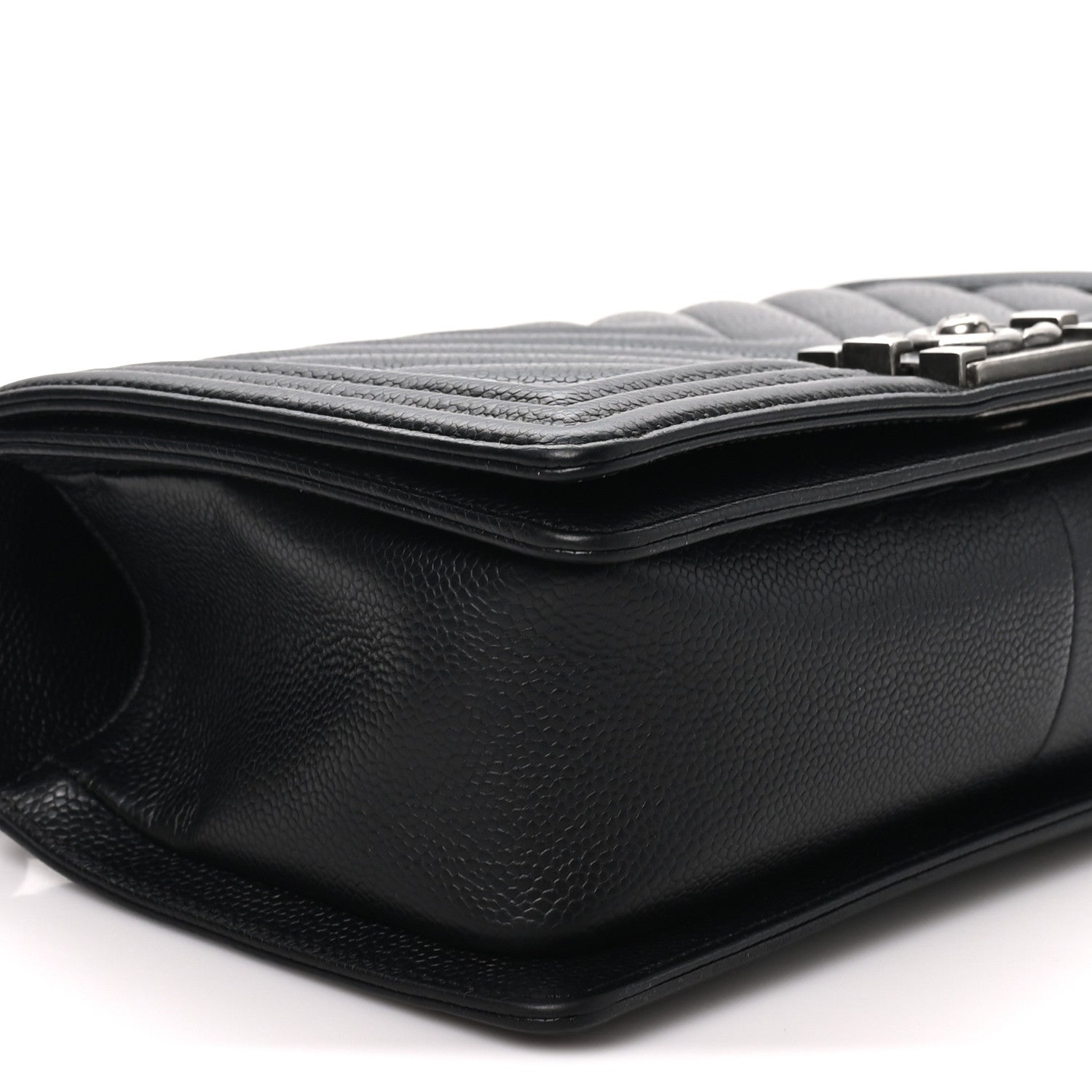 Chanel Caviar Chevron Quilted Medium Boy Flap Black 9 of 11