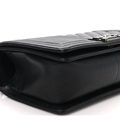 Chanel Caviar Chevron Quilted Medium Boy Flap Black 9 of 11