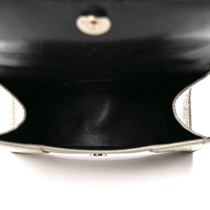 Balenciaga Metallic Shiny Calfskin Crocodile Embossed Hourglass Top Handle Bag XS Light Gold 5 of 12
