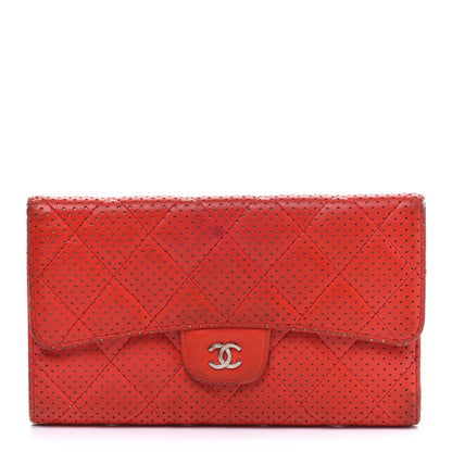 Chanel Perforated Lambskin Quilted Flap Wallet Red 1 of 16