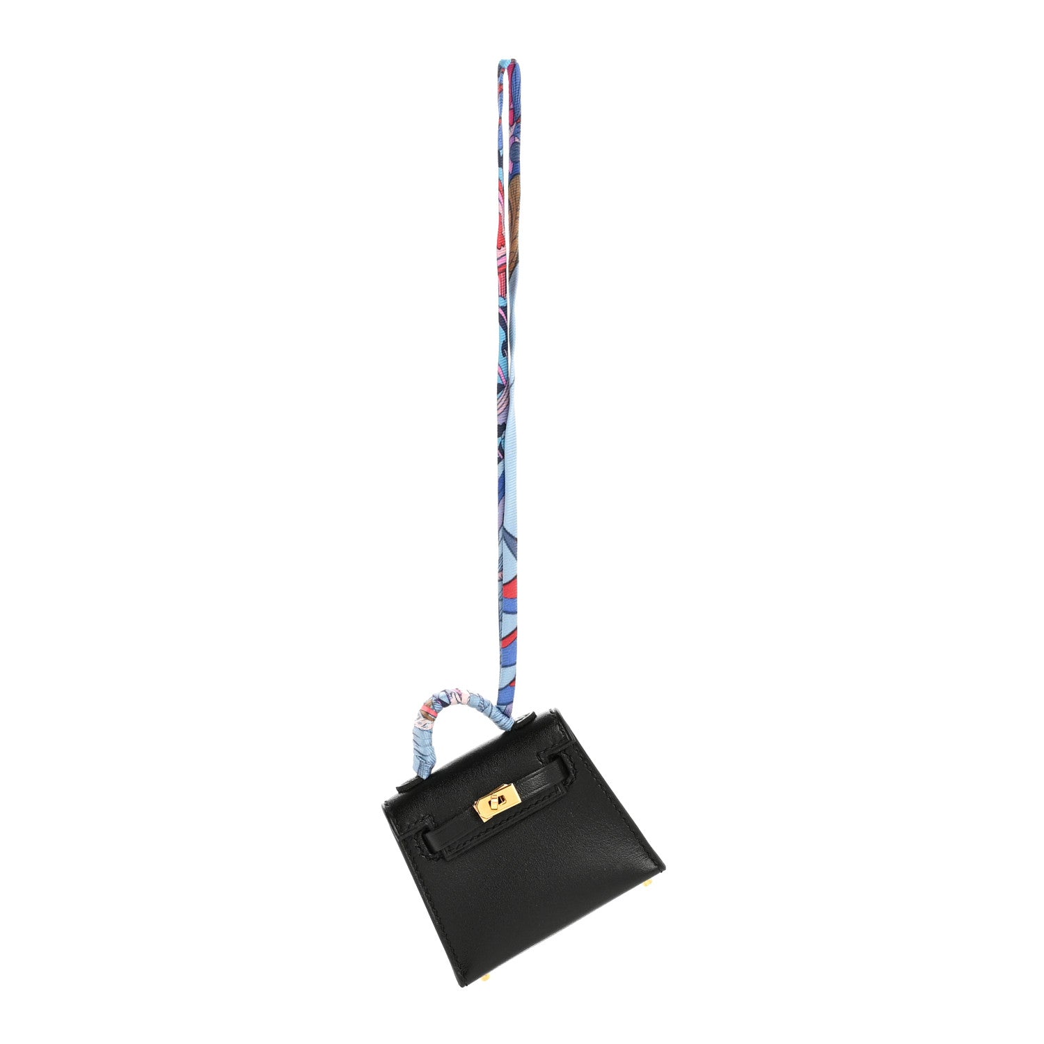 Hermes Tadelakt Mini Kelly Twilly Bag Charm Black 1 of 6