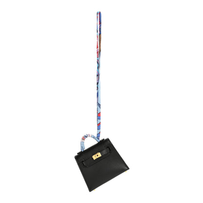 Hermes Tadelakt Mini Kelly Twilly Bag Charm Black 1 of 6