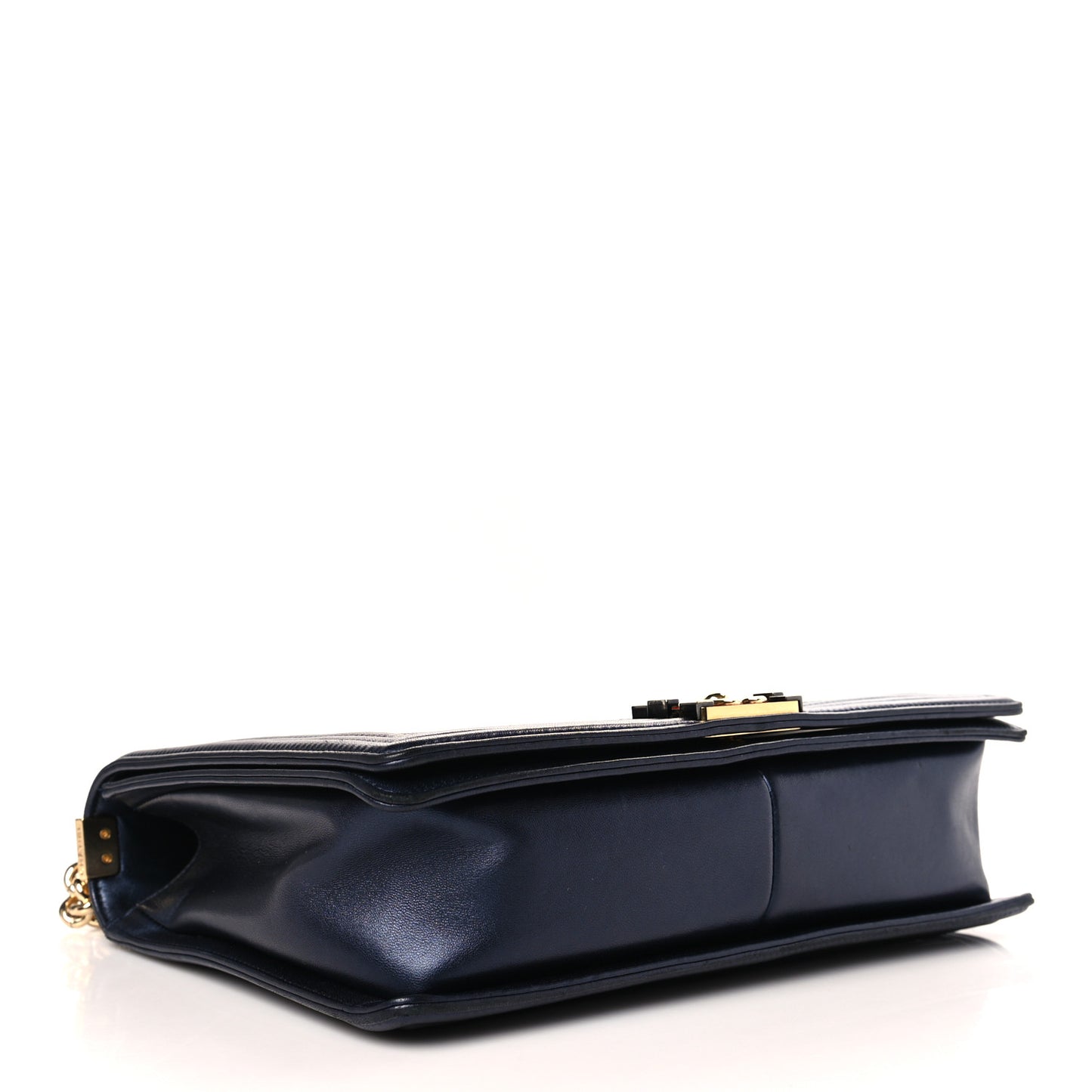 Lambskin Embossed New Medium Boy Cube Flap Navy