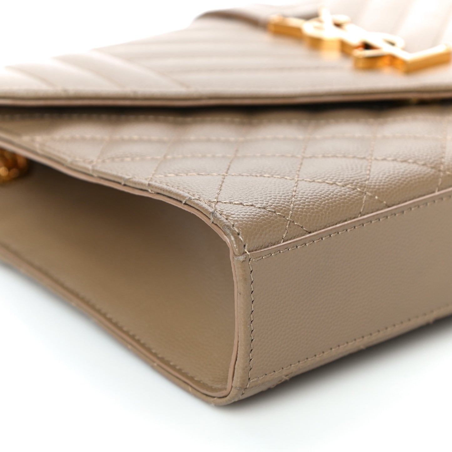 Grain De Poudre Textured Mixed Matelasse Medium Triquilt Monogram Satchel Dark Beige