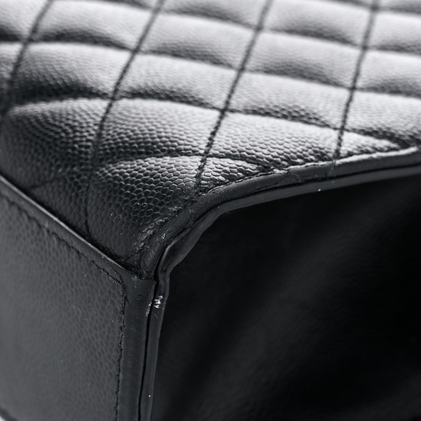 Grain De Poudre Textured Mixed Matelasse Large Triquilt Monogram Satchel Black