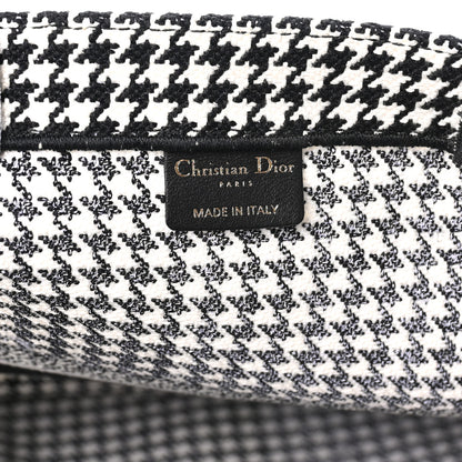 Christian Dior Canvas Houndstooth Embroidered Large Book Tote Black White 5 of 9