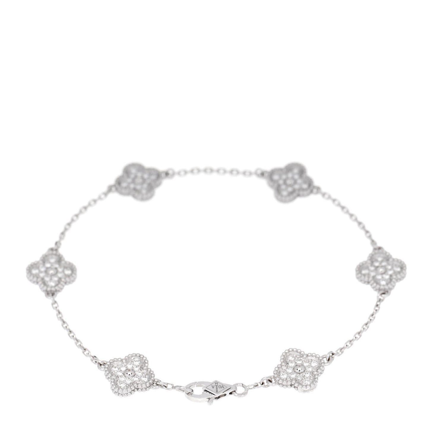 18K White Gold Diamond 6 Motifs Sweet Alhambra Bracelet