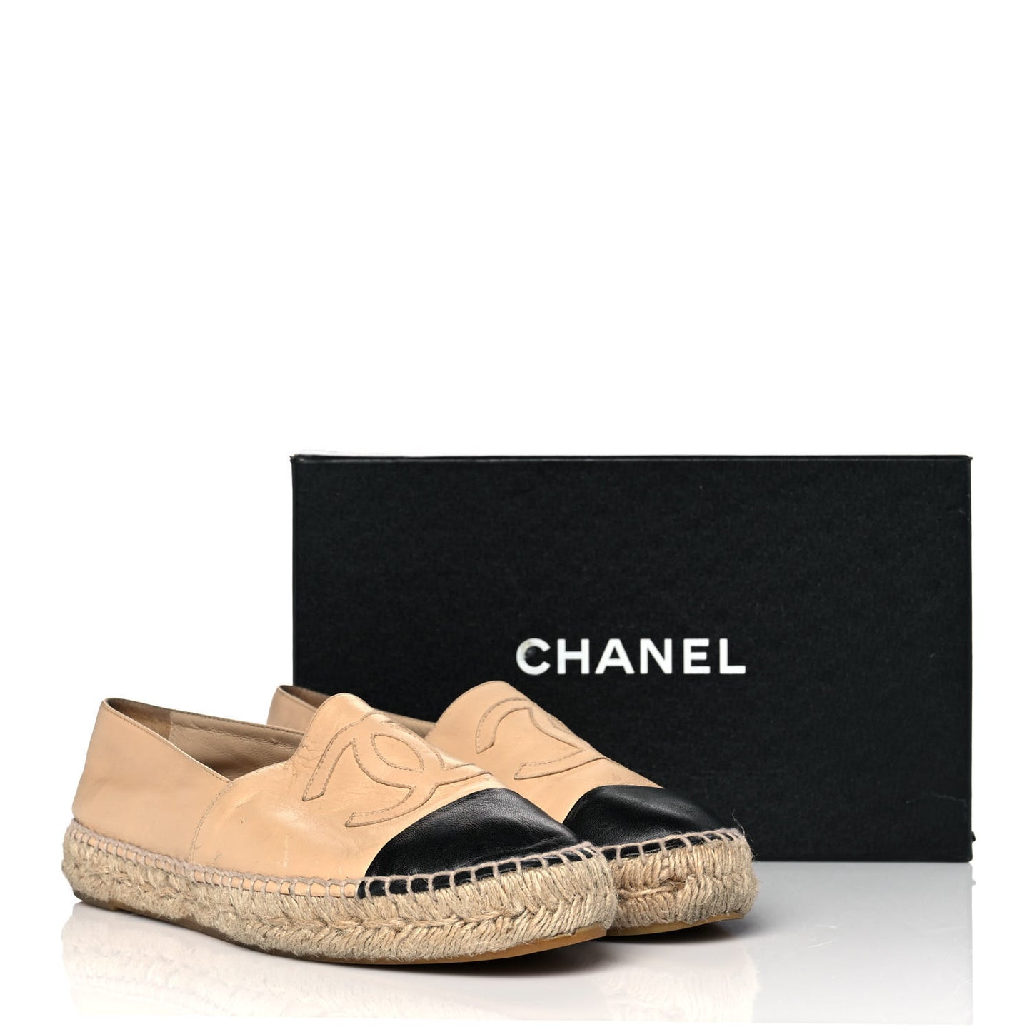 Lambskin CC Espadrilles 40 Beige Black