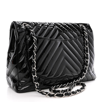 Chanel Patent Chevron Quilted Maxi Single Flap Black 3 of 13