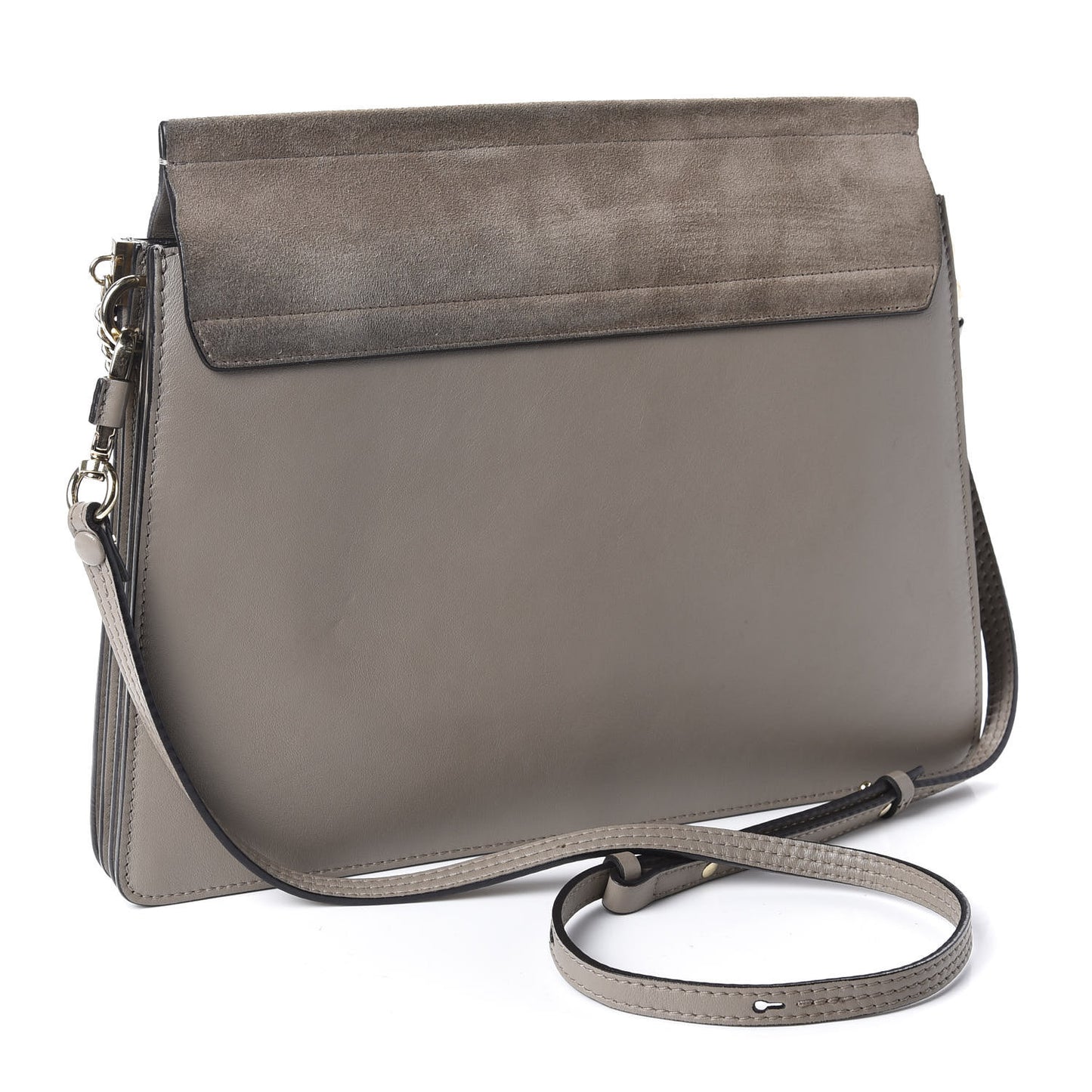 Calfskin Suede Medium Faye Shoulder Bag Motty Grey
